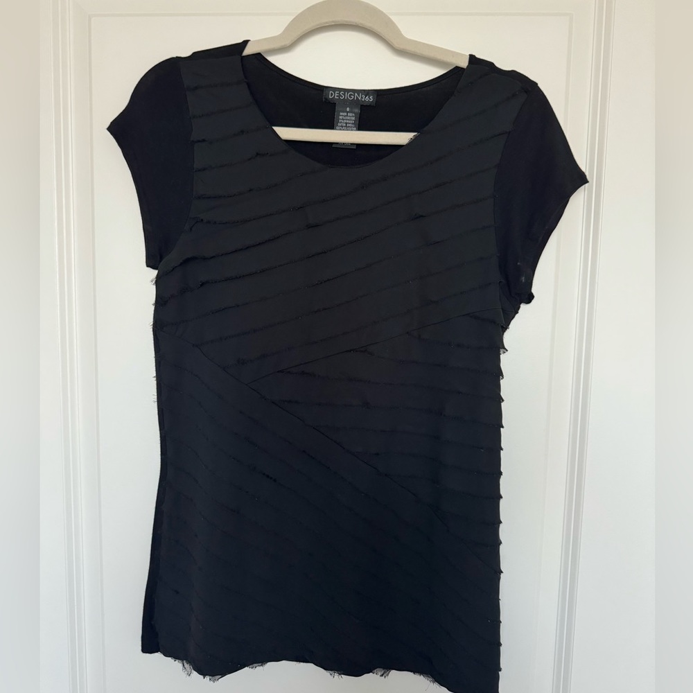 Design 365 Black Layered Mesh Top with Lining - S